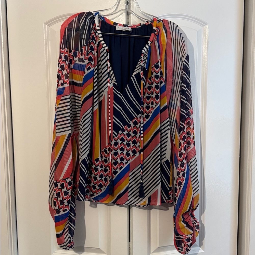 Ramy Brook Navy and Multicolor Blouse